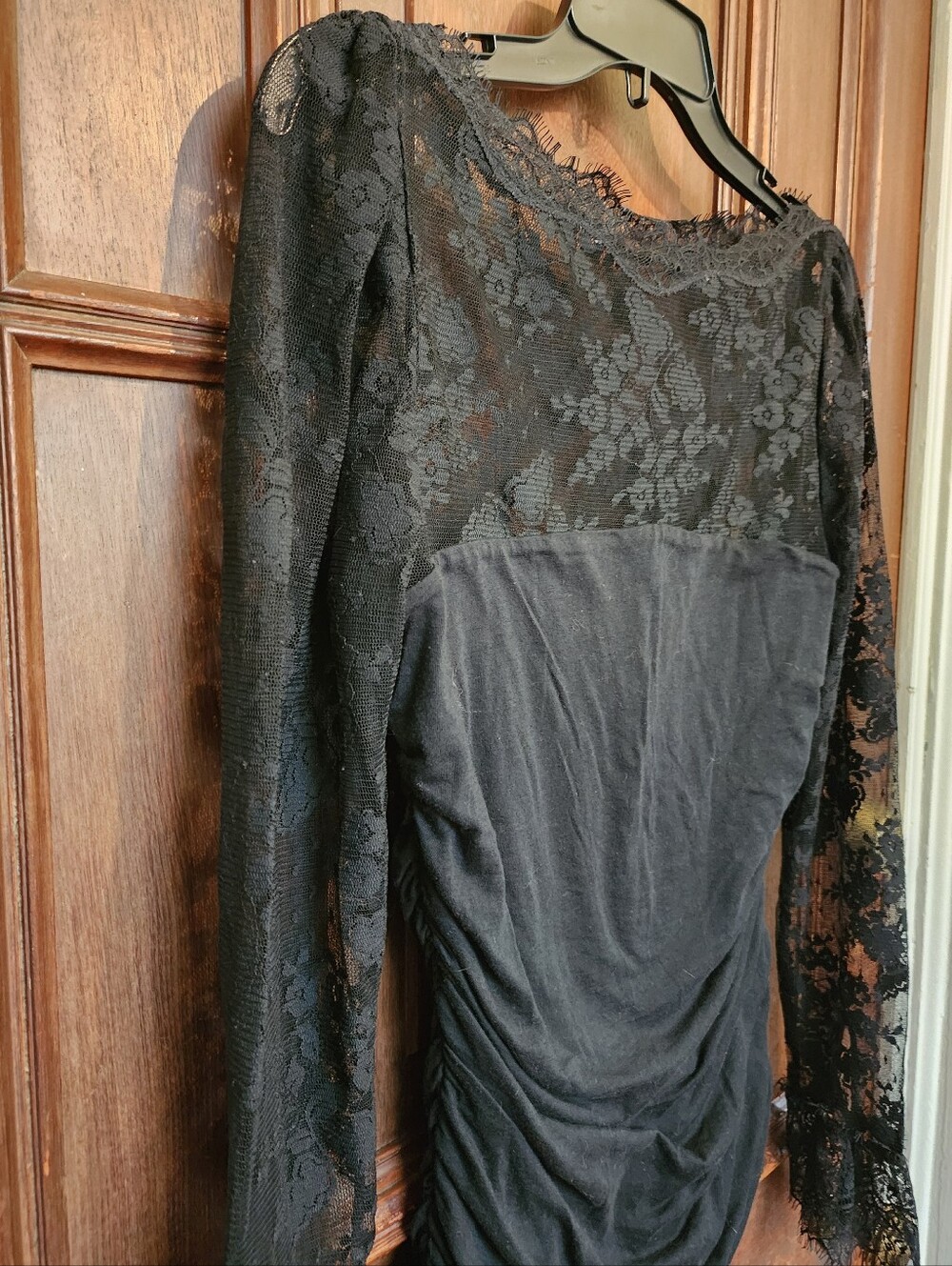 VINTAGE ARCHIVE Rugby Ralph Lauren Black Lace Ruched Blouse-RARE Y2K-Medium - Picture 12 of 12